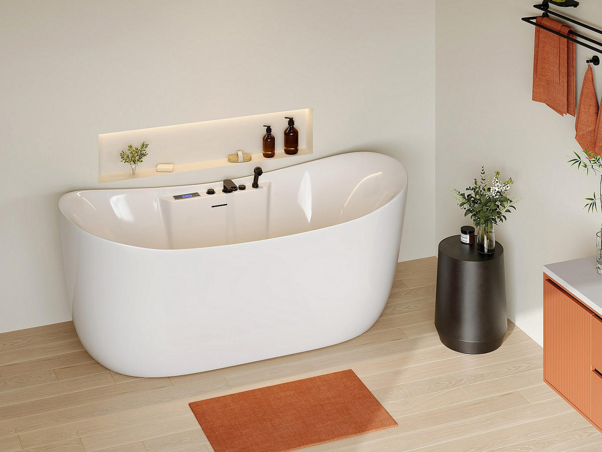 WHIRLPOOLBADEWANNE - 1 Person - acryl - weiß Bolaza - Weiß, Kunststoff (180/74/80cm) - Vente-Unique