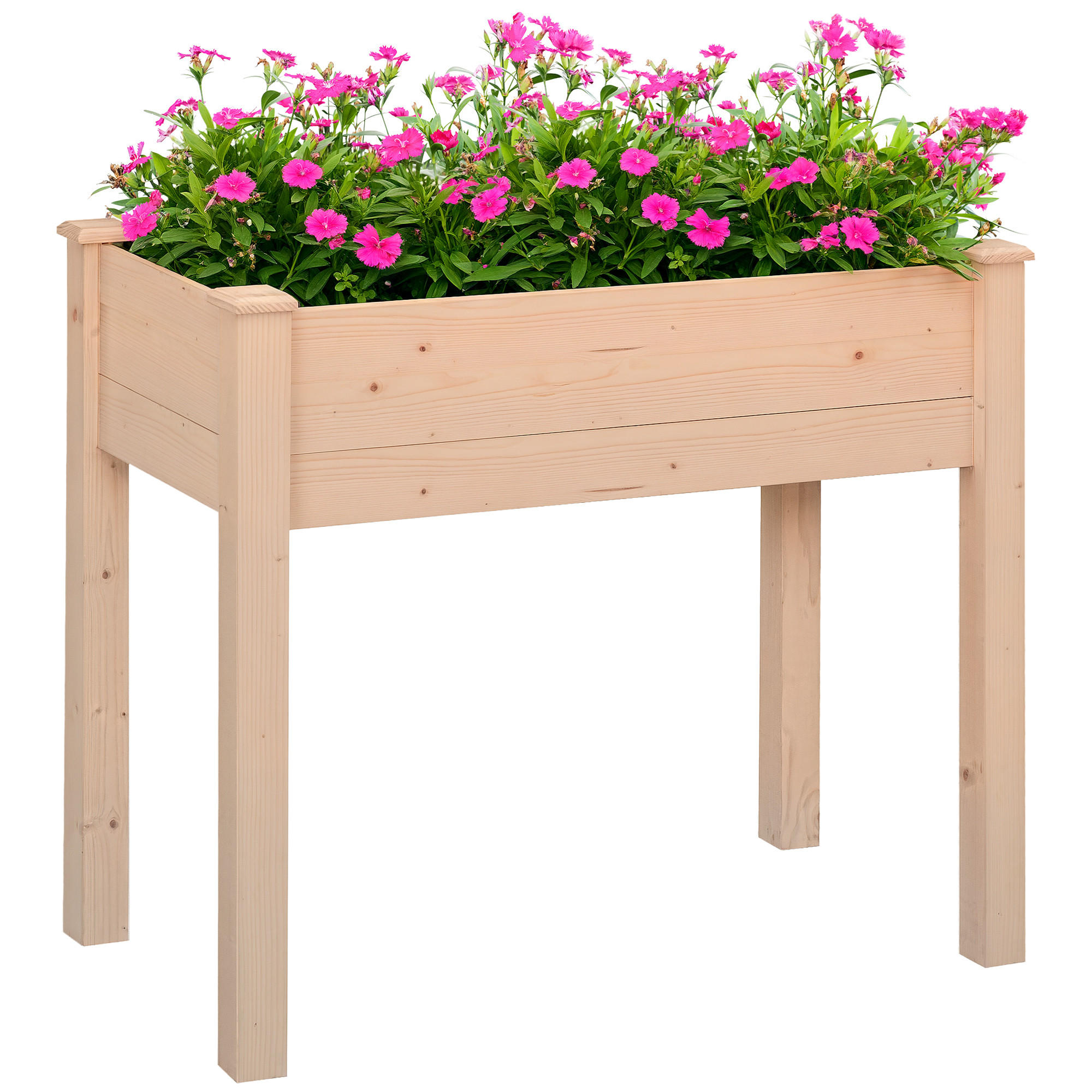 HOCHBEET DE-16034 mit Ablagefläche und Drainage Naturholz - Naturfarben, Holzwerkstoff (218.44/193.04/116.84cm) - ComfortXL