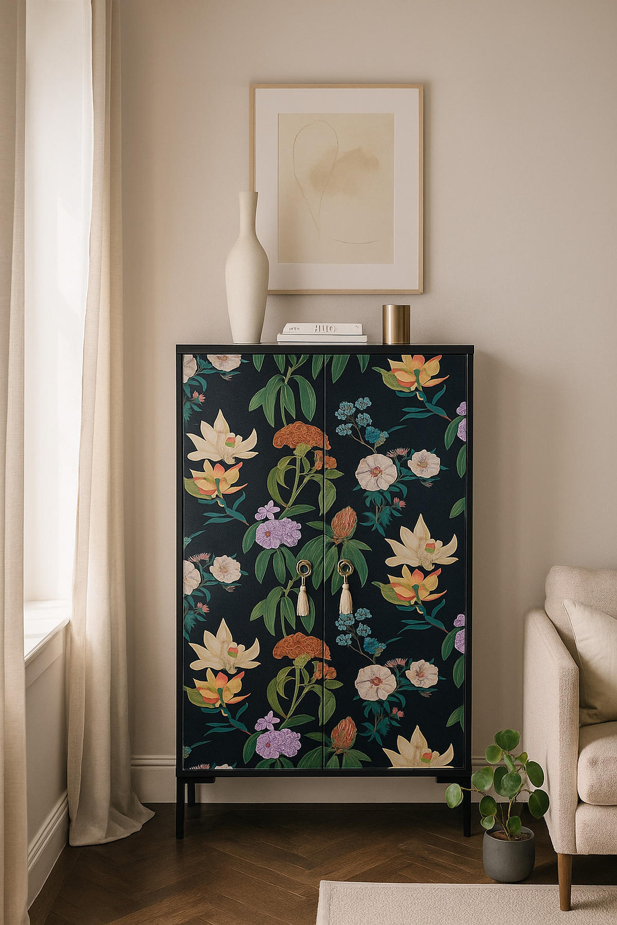 SIDEBOARD aus MDF mit 2 dekorativen Türen WALTER - Weiß, Holzwerkstoff (45/123/75cm) - RNT By Really Nice Things