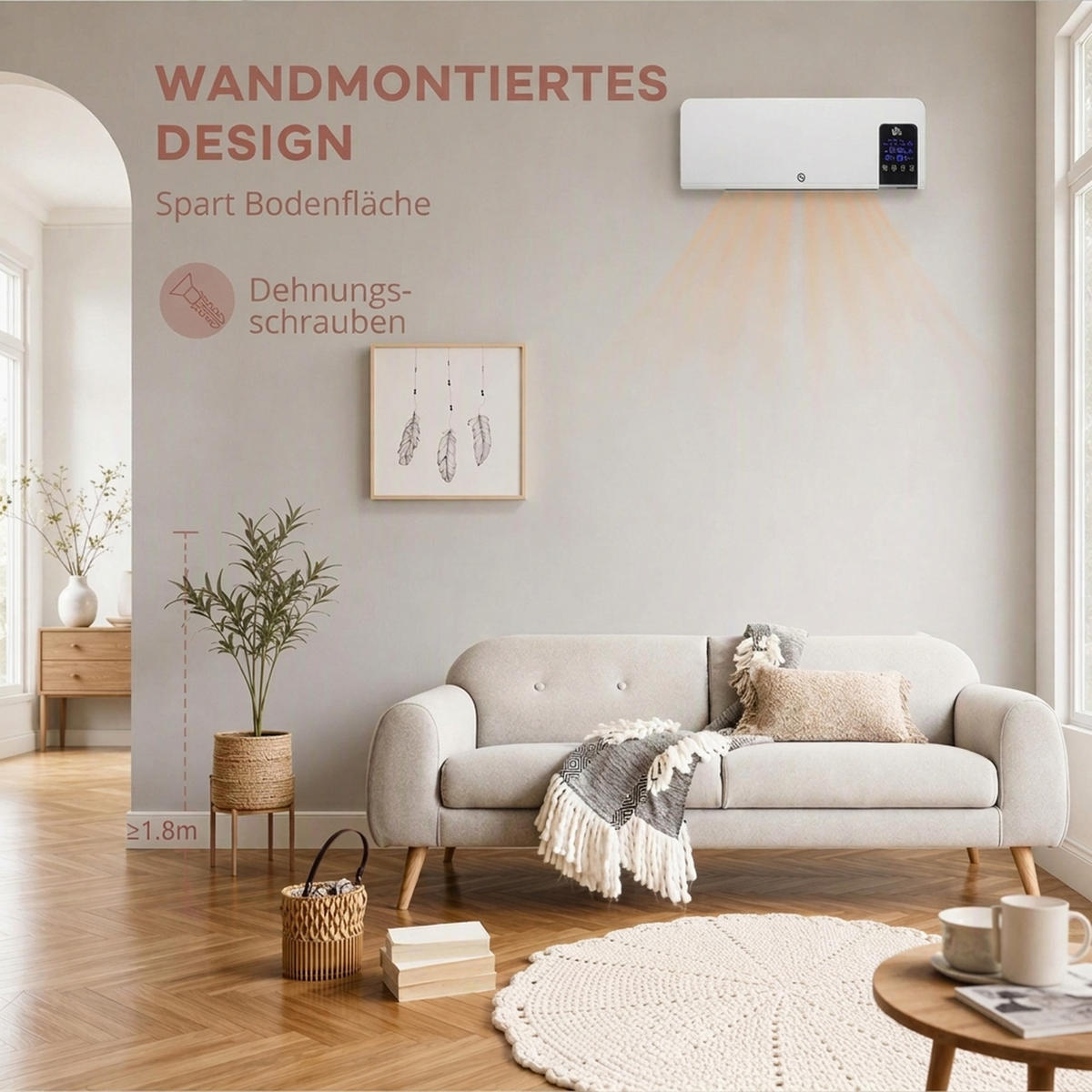 VÄGGVÄRMARE ABS vit - Vit, Plast (12/21.5/54.5cm) - HOMCOM