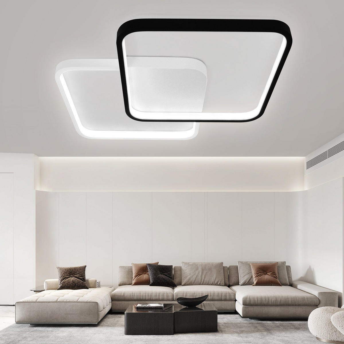 LED-DECKENLEUCHTE Nils 43/43/4.5 cm - Schwarz/Weiß, Metall (43/43/4.5cm) - Nettlife