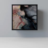 SIDEBOARD GILDED SWIRLS, Schwarz, 57,5x42x57,5 cm, Ohne Füße - Multicolor/Schwarz, Holzwerkstoff (57.5/57.5/42cm) - SpaceRebels