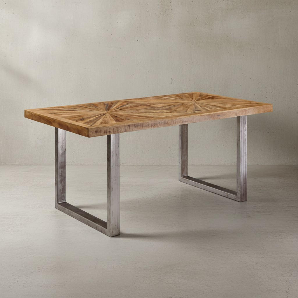 ESSTISCH Massivholz Edelstahlbeine Rustikal, Braun 200x100x76 cm - Anthrazit/Braun, Holz/Metall (100/200/76cm) - KADIMA DESIGN