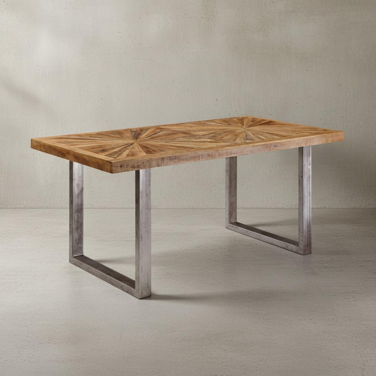 ESSTISCH Massivholz Edelstahlbeine Rustikal, Braun 200x100x76 cm - Anthrazit/Braun, Holz/Metall (100/200/76cm) - KADIMA DESIGN