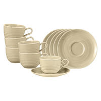 KAFFEETASSEN MIT UNTERTASSEN Terra Sandbeige 260 ml 6er Set - Beige, Keramik (0.26L) - Seltmann Weiden