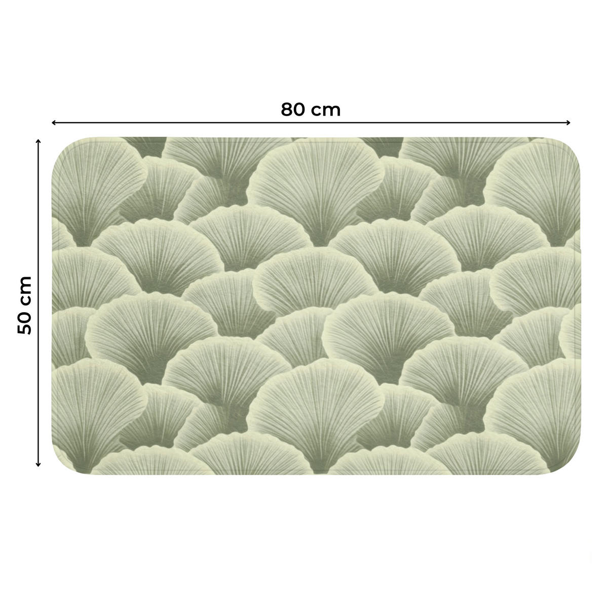 WC PŘEDLOŽKA Vějíř - list - zelený 80x50 cm - pastelově zelená, textil/plast (80/1cm) - OnlyWow
