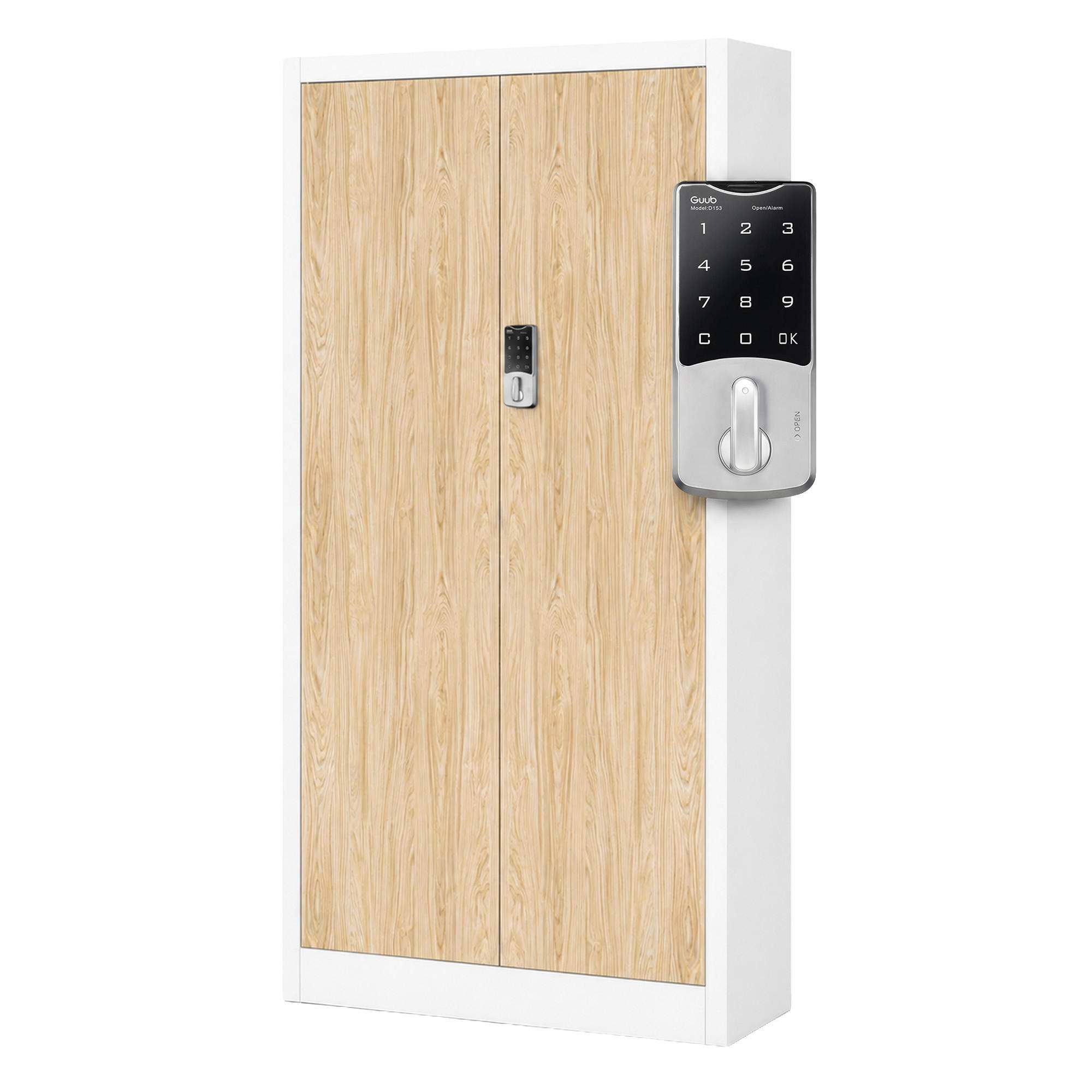 BÜROSCHRANK DANIEL mit Zahlenschloss 185x90x40 cm - Weiß/Sonoma Eiche, Metall (90/185/40cm) - Jan Nowak