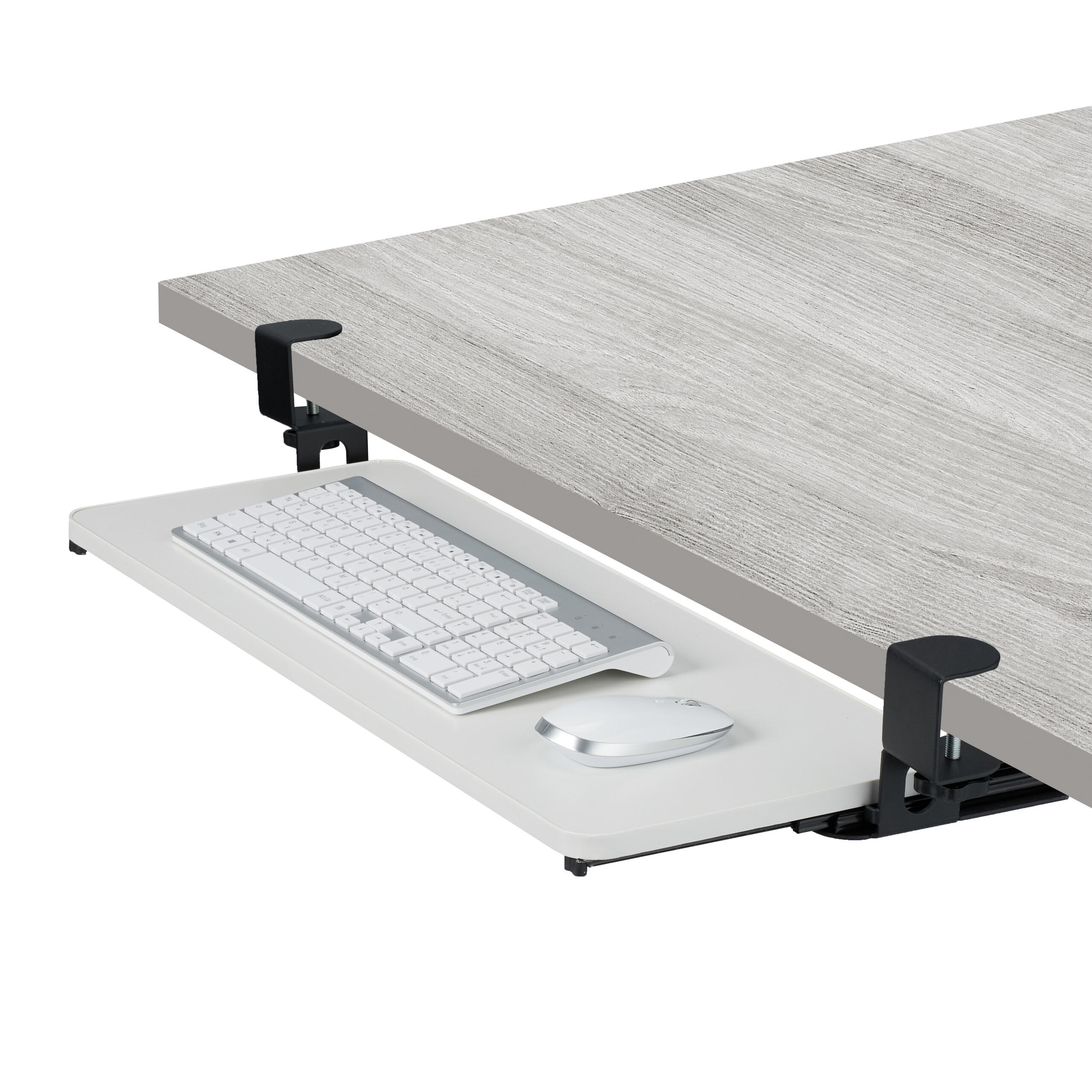 TASTATURABLAGE - Weiß, Holzwerkstoff/Textil (24/78/11cm) - Relaxdays