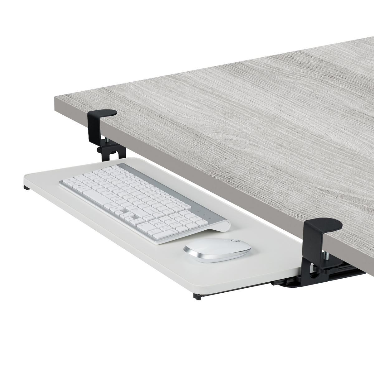 TASTATURABLAGE - Weiß, Holzwerkstoff/Textil (24/78/11cm) - Relaxdays