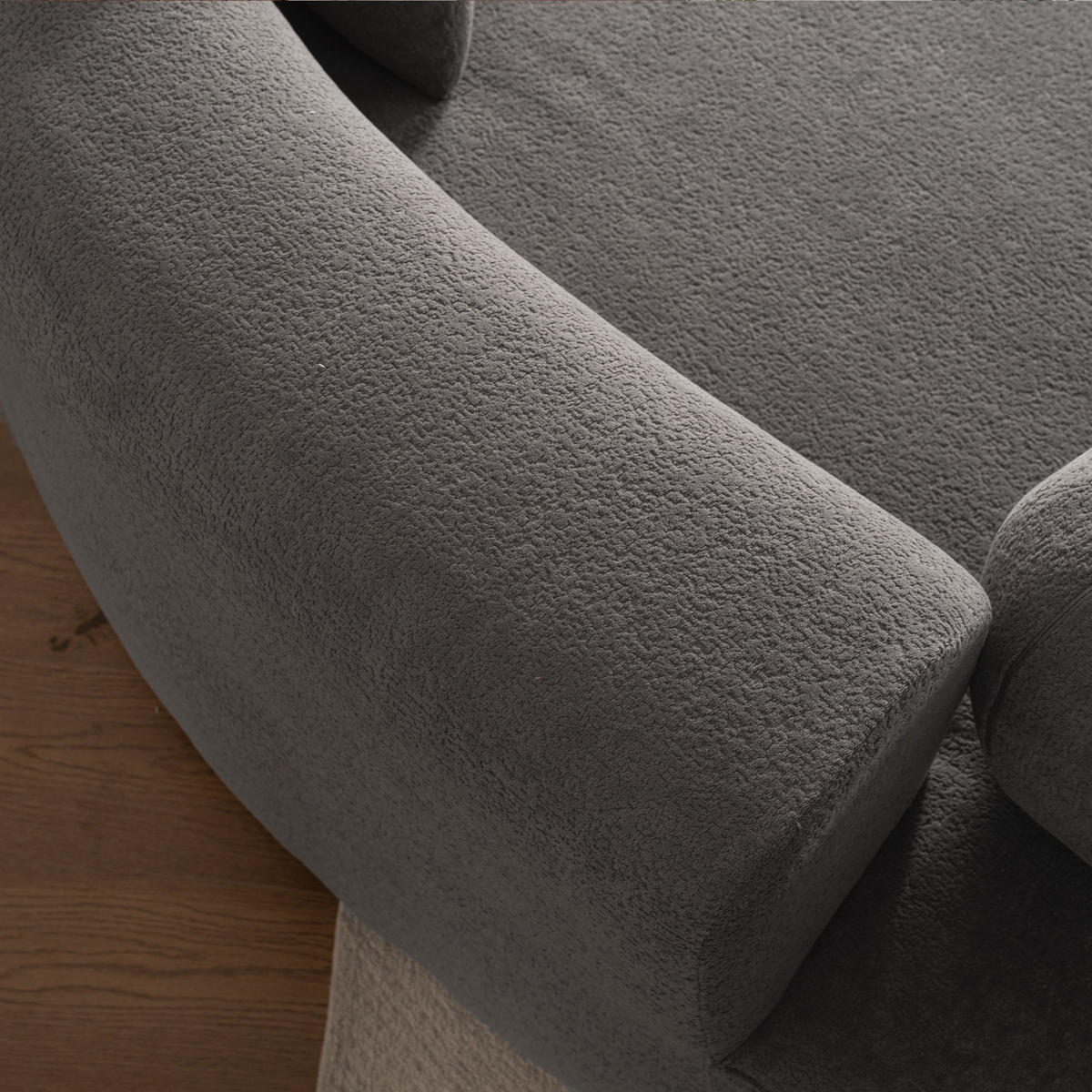 5-SITZER ECKSOFA Chenille Grau mit Kissen - Grau, Textil (327/215cm) - WISHDOR