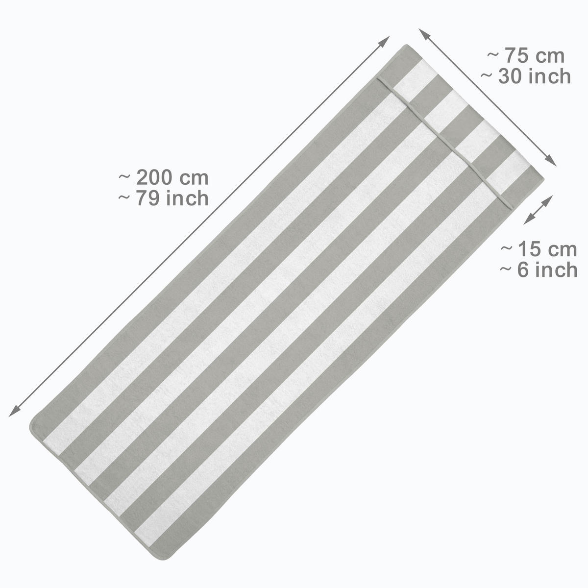 HANDTUCH Cassis 200x75cm Grau/Weiß gestreift - Grau, Textil (75/200cm) - Beautissu 
