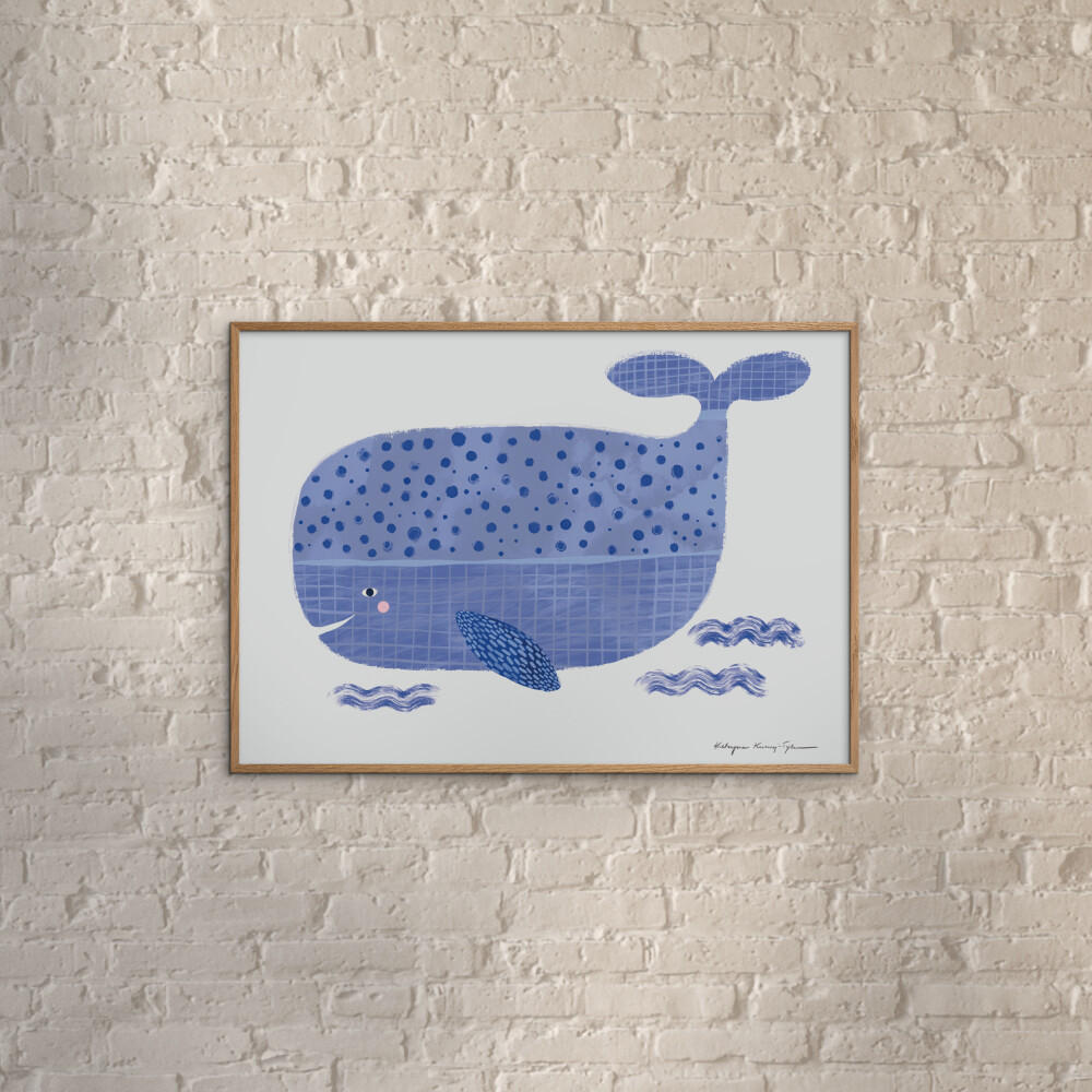 POSTER mit Rahmen Wild Apple - Whale - Blau/Eichefarben, Holz/Papier (50/70cm) - Poster&Frame