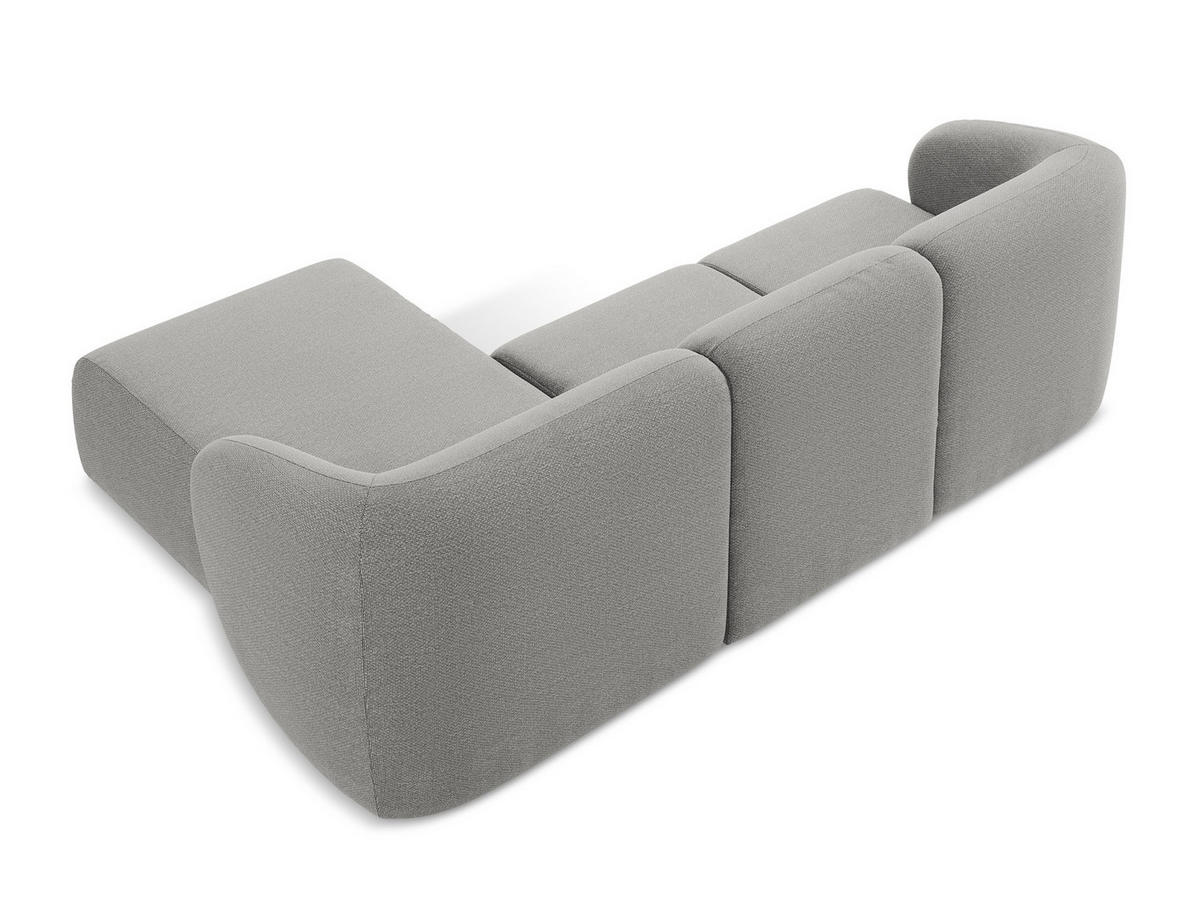 ECKSOFA Rechts Bouclé Stoff Grau - Hellgrau/Schwarz, Holzwerkstoff/Kunststoff (248/166cm) - Makamii