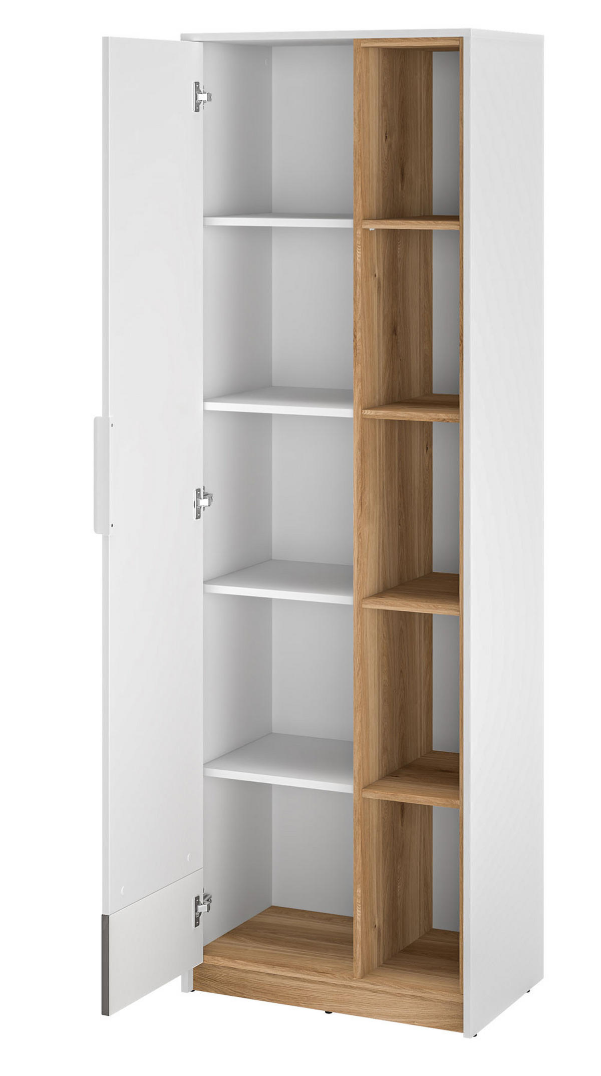KLEIDERSCHRANK Torino Weiß / Eiche Castello / Graphit 64 / 40 / 196cm - Weiß, Holz/Holzwerkstoff (64/196/40cm) - Feldmann-Wohnen