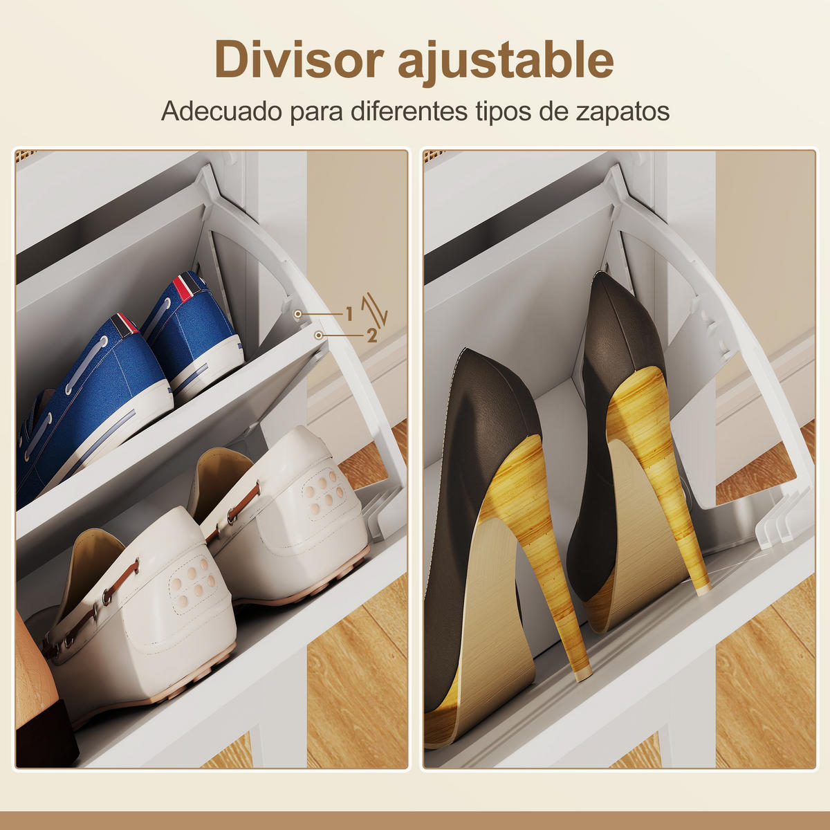 SCHUHSCHRANK,SCHMAL 4 Rattantüren für 20 Paar 105x24x95,5cm,weiß - Weiß, Holzwerkstoff (105/95.5/24cm) - Vallsero