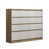 KOMMODE ADRIANO 120/100/33 cm mit 8 Schubladen Sonoma Eiche - Weiß/Sonoma Eiche, Holzwerkstoff (120/100/33cm) - MASSENO
