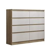 KOMMODE ADRIANO 120/100/33 cm mit 8 Schubladen Sonoma Eiche - Weiß/Sonoma Eiche, Holzwerkstoff (120/100/33cm) - MASSENO