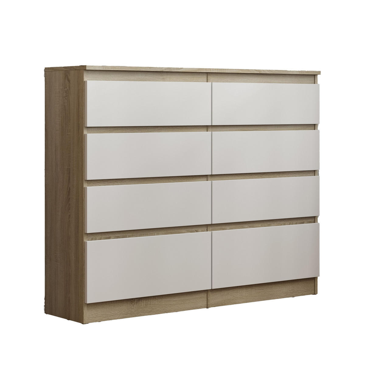KOMMODE ADRIANO 120/100/33 cm mit 8 Schubladen Sonoma Eiche - Weiß/Sonoma Eiche, Holzwerkstoff (120/100/33cm) - MASSENO