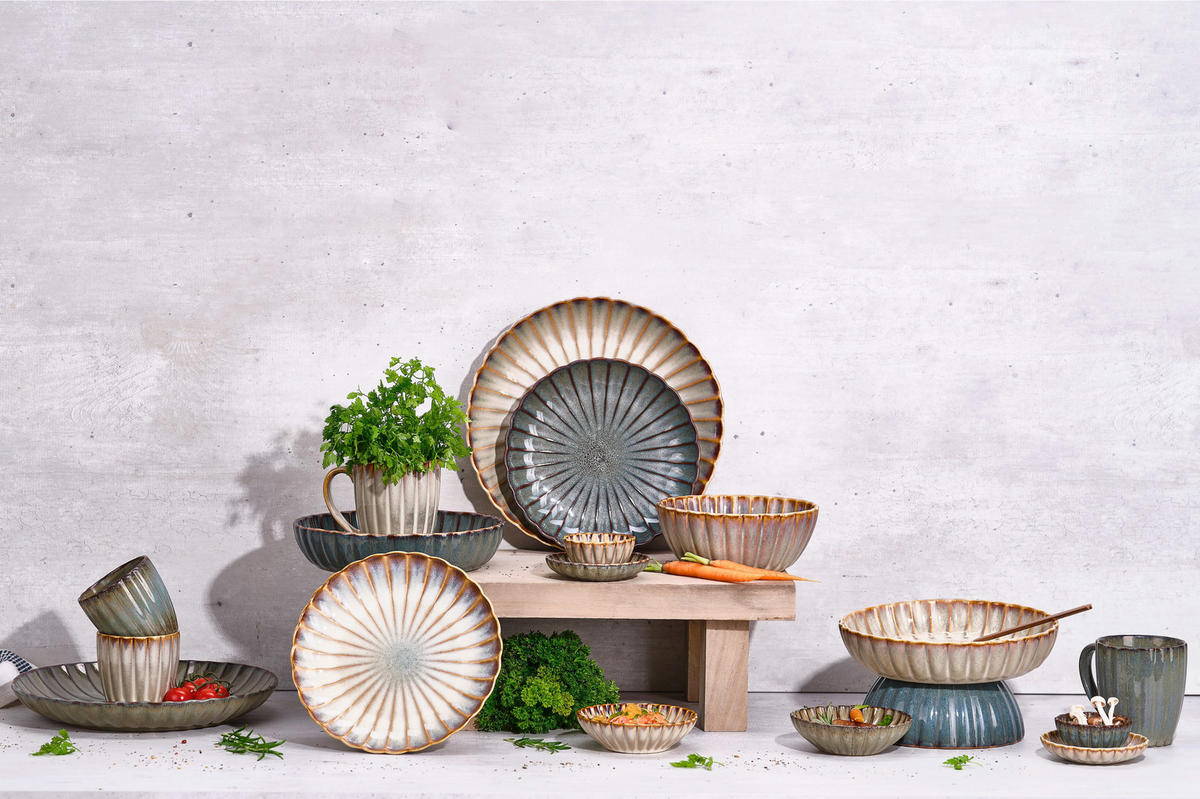 SPEISETELLER Gemütliche und trendige Astera- in Ozeanblau – Ø 27,5 cm – 4er-Set - Blau, Keramik (28/28/4cm) - Cosy & Trendy