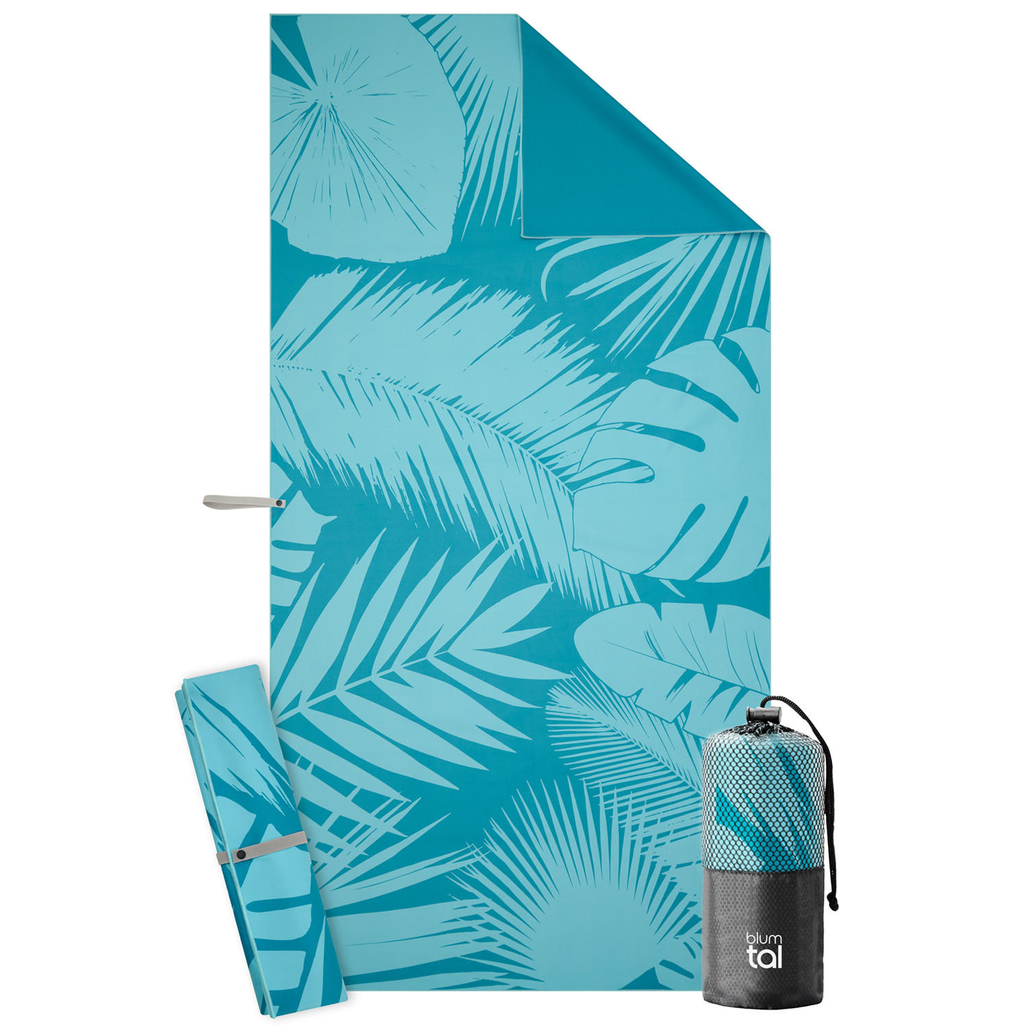 STRANDTUCH Thor 90/180 cm, Türkise Palmenblätter - Türkis, Textil (90/180cm) - Blumtal