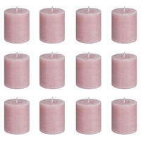 STUMPENKERZE (12er Set) Rustic - Rosa, Paraffin (8cm) - BUTLERS
