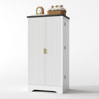 KÜCHENBUFFET mit 2 Türen, LED-Beleuchtung und verstellbaren Einlegeböden, 60,5 x 40 x 120 cm, Weiß, MDF - Weiß, Holzwerkstoff (60.5/120/40cm) - SONNENH