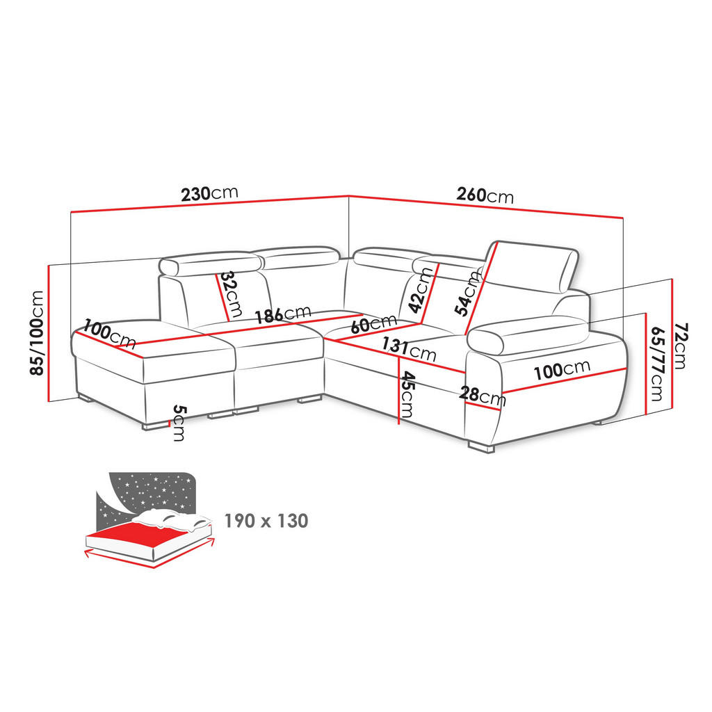 Thumbnail - Mirjan24 Ecksofa, Creme, Textil, 6-Sitzer, Ottomane links,L-Form, 260x230 cm, Wohnzimmer, Sofas & Couches, Wohnlandschaf...