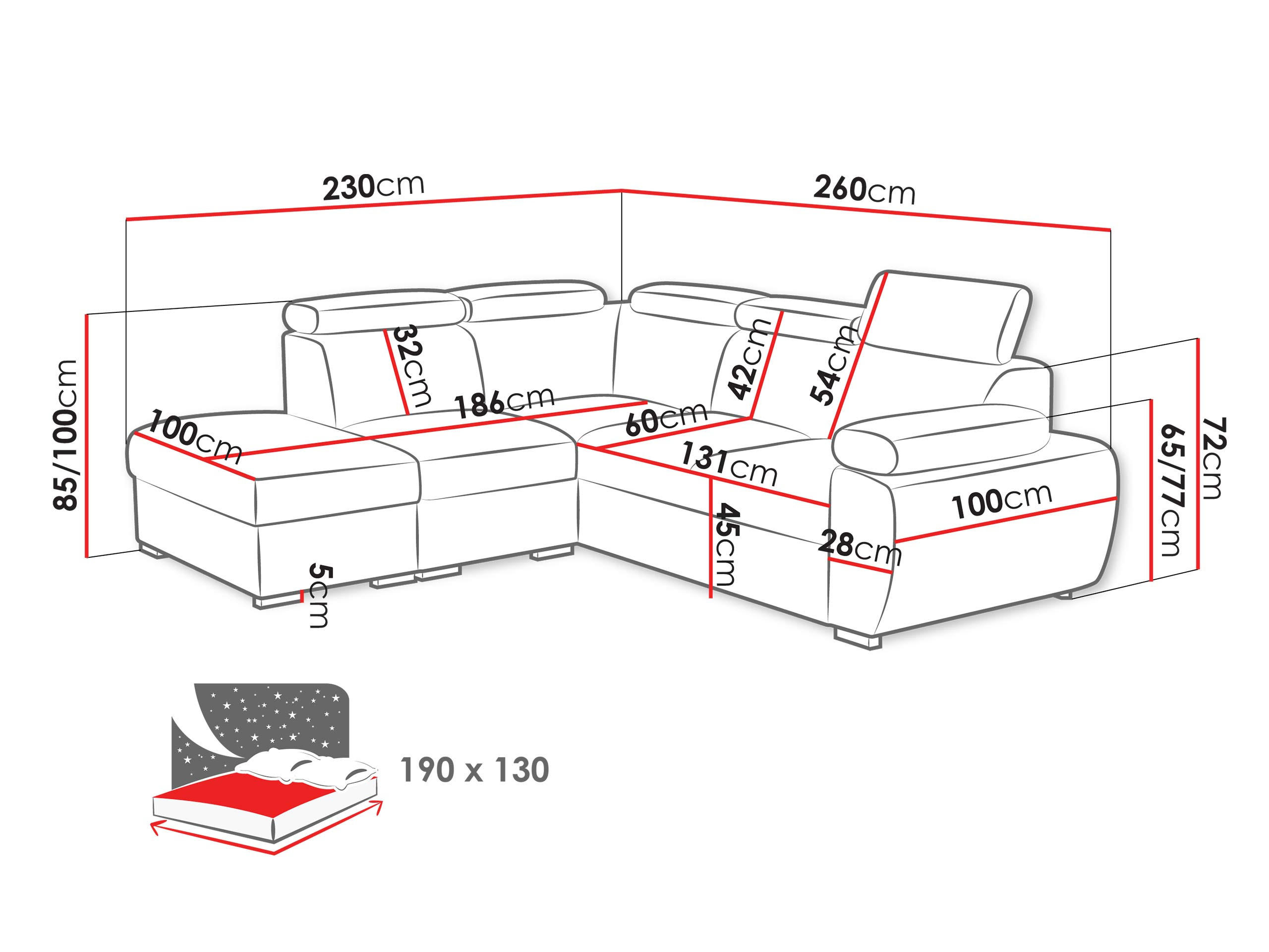 Thumbnail - Mirjan24 Ecksofa, Hellgrau, Textil, 6-Sitzer, Ottomane links,L-Form, 260x230 cm, Wohnzimmer, Sofas & Couches, Wohnlandsc...