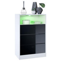 KOMMODE Pino Fronten in Schwarz Hochglanz - Schwarz Hochglanz, Holzwerkstoff (56/86.5/36cm) - Vladon