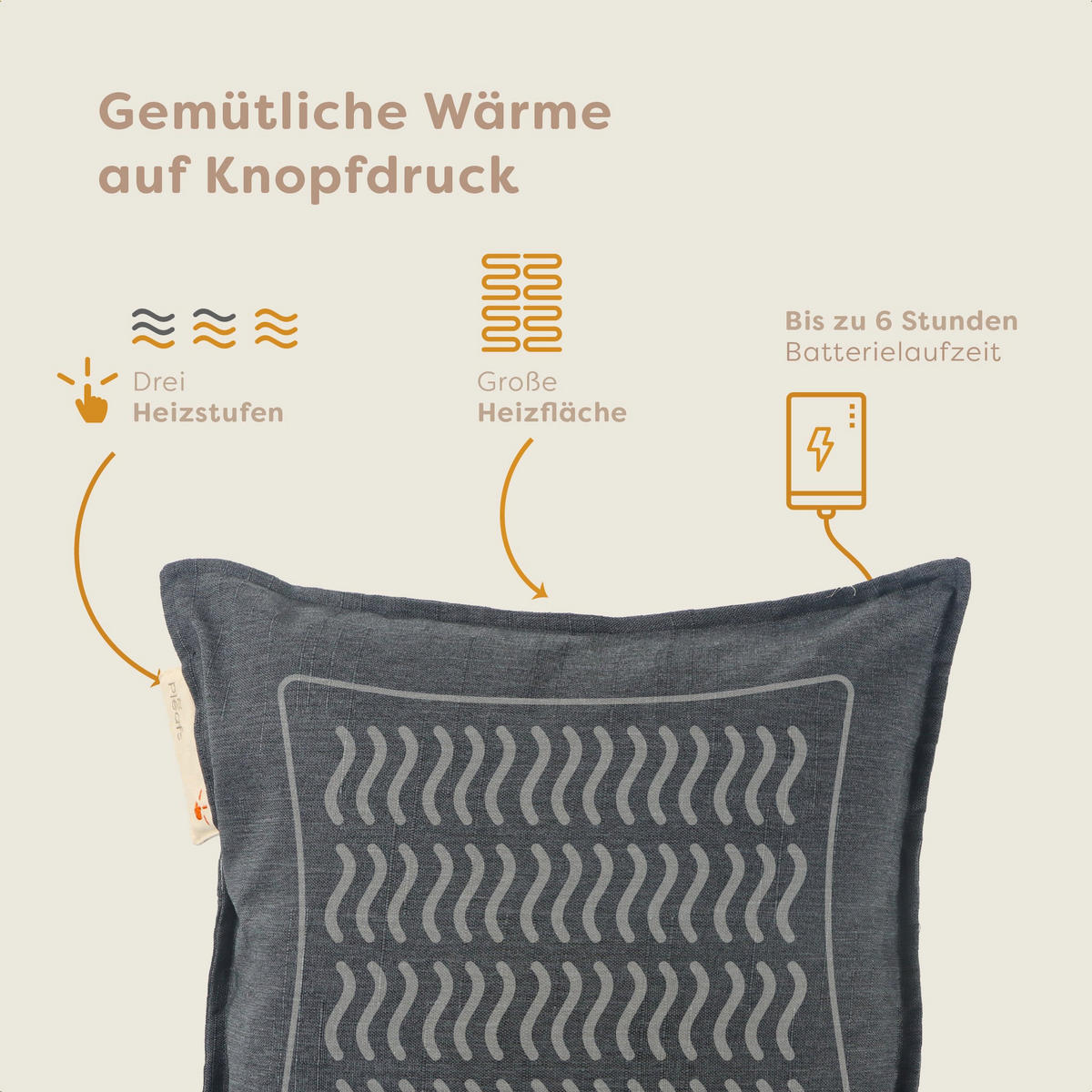 HEIZKISSEN Outdoor 45x45cm Carbon - Blaugrau, Textil (45/45cm) - Pleafs