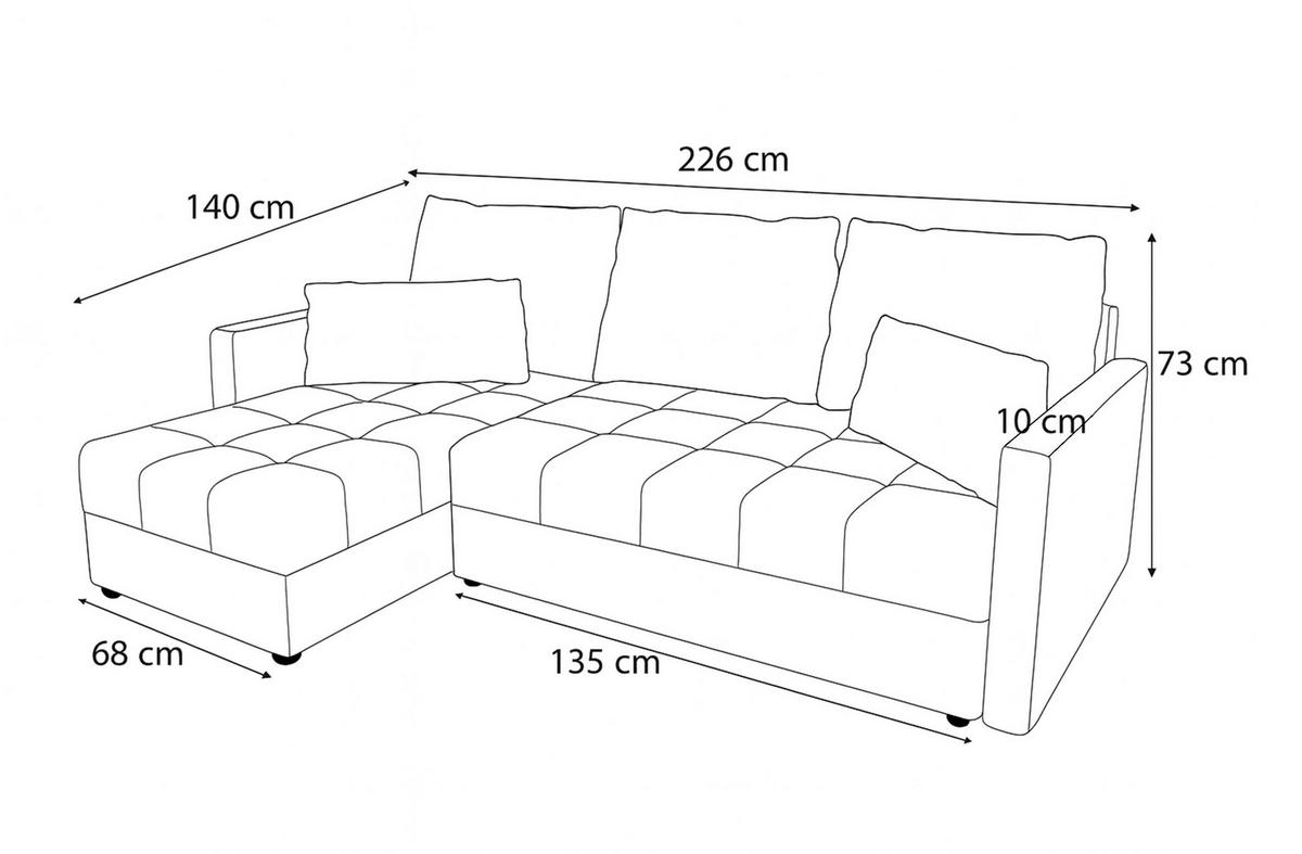 ECKSOFA L Form Dolceo Blau 226/140/78 cm – Schlaffunktion Universell Links Rechts - Blau/Schwarz, Kunststoff/Textil (140/226cm) - AX Living