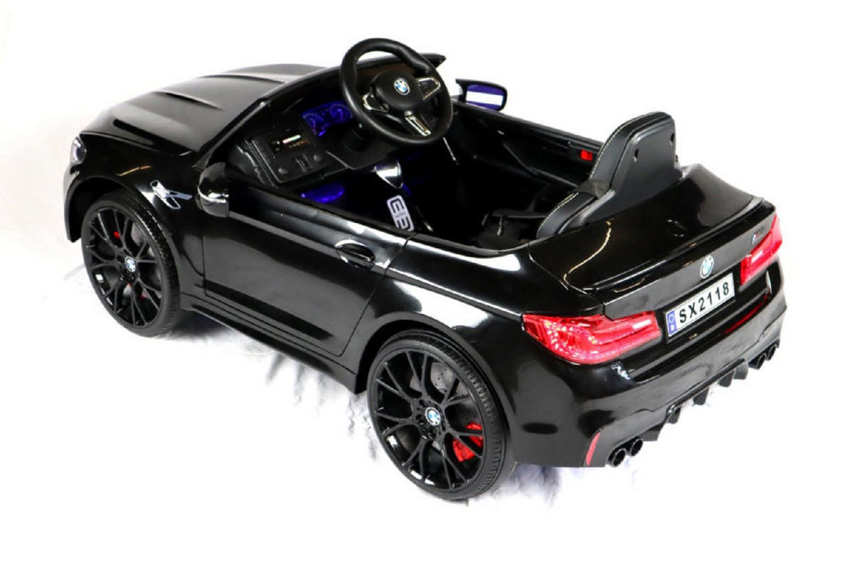 KINDER ELEKTROAUTO BMW M5 Drift Version schwarz EVA-Reifen, Kunstledersitz, lizenziert, 12V 7Ah Akku, 24V Akku - Schwarz, Kunststoff (127/74/55cm) - Es-Toys