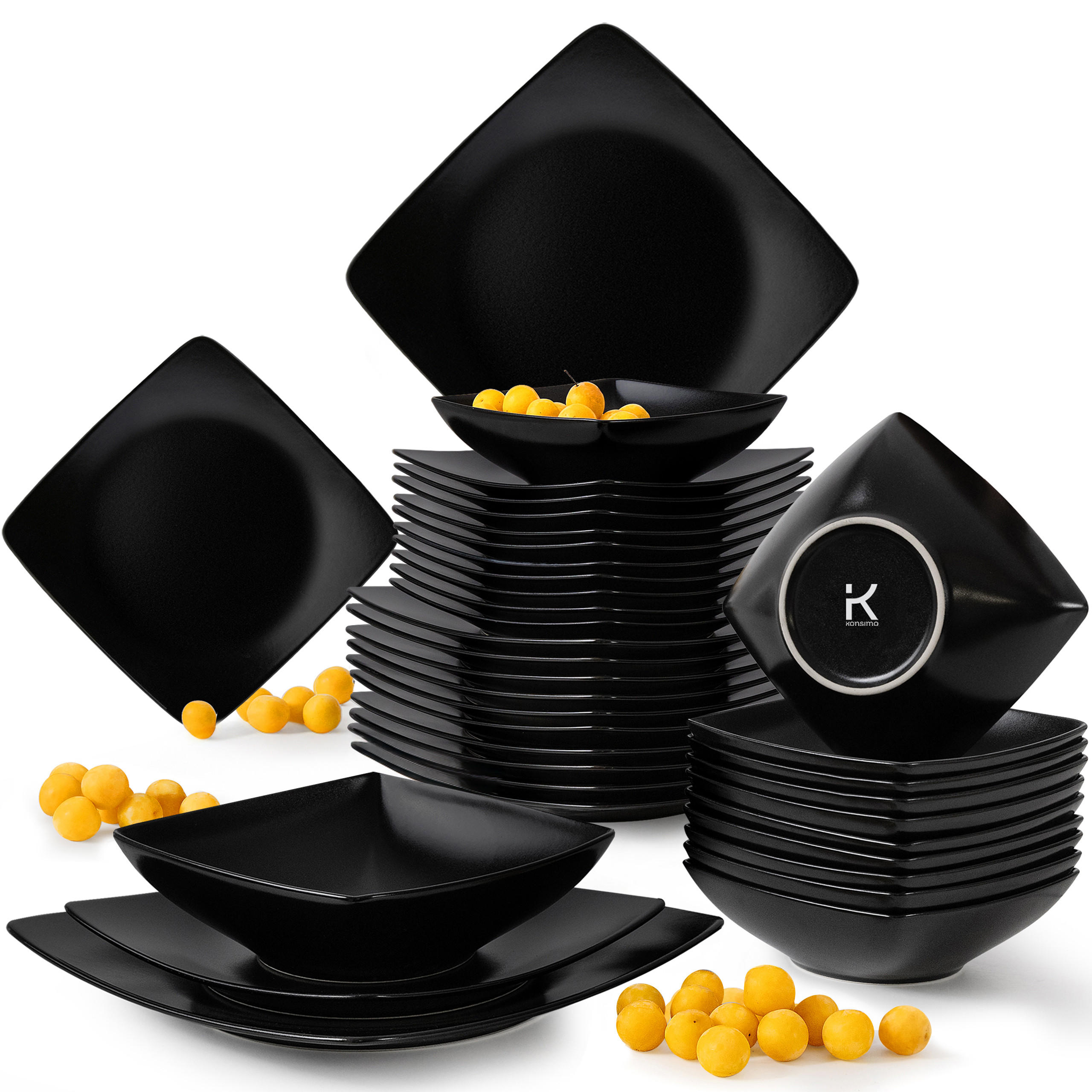Konsimo® Tafelservice Schwarz 25x2x25 cm