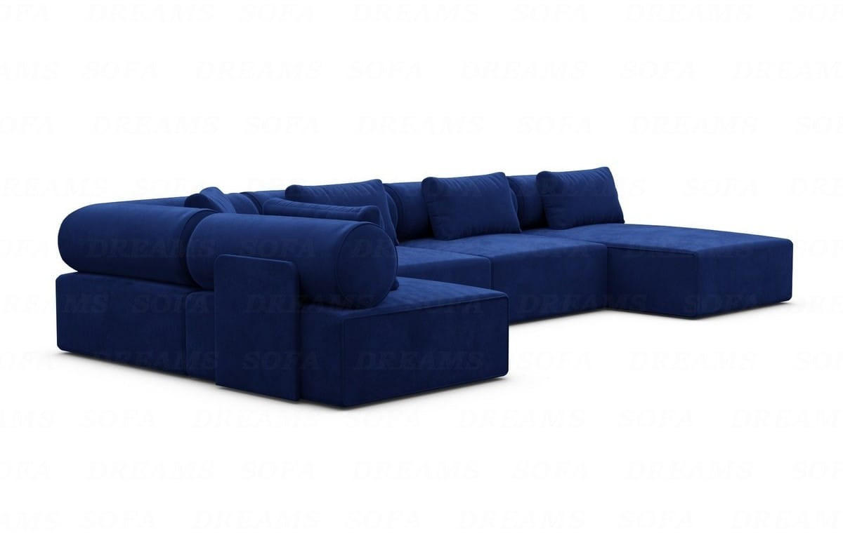 WOHNLANDSCHAFT Cipriani Dunkelblau Samtstoff - Dunkelblau, Kunststoff (400/77/200cm)