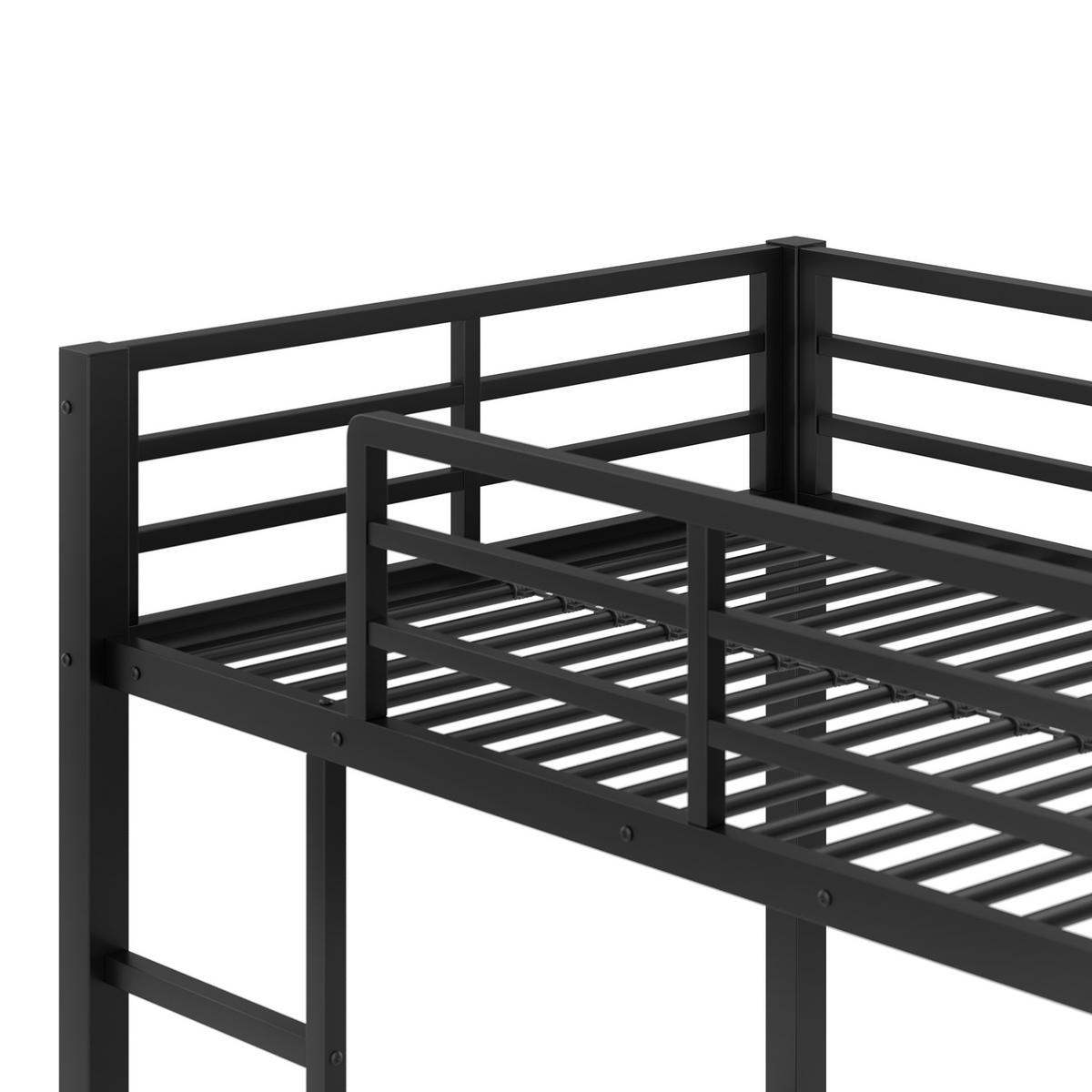 HOCHBETT 90/200 cm aus Metall mit Schreibtisch, 2 Schubladen und LED-Beleuchtung - Schwarz, Metall (90/200cm) - Flora Grace