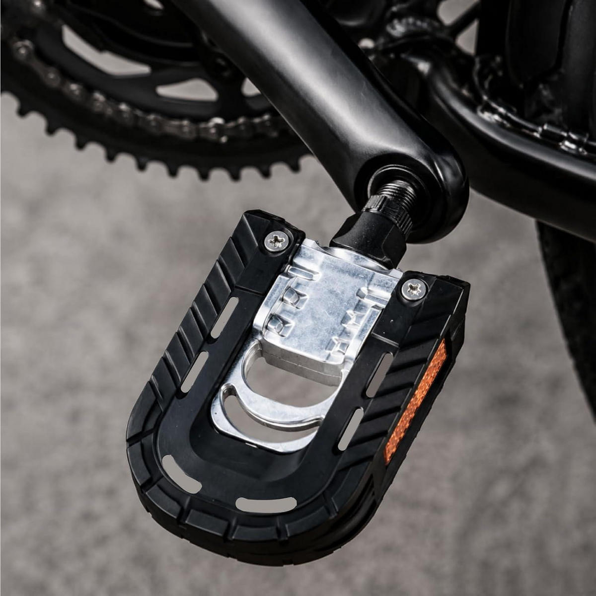 FAHRRADPEDALE 2-teiliges Set mit Reflektoren rutschfest 9/16 Zoll Aluminium faltbar - Schwarz, Kunststoff (6.9/2.7/12.4cm)