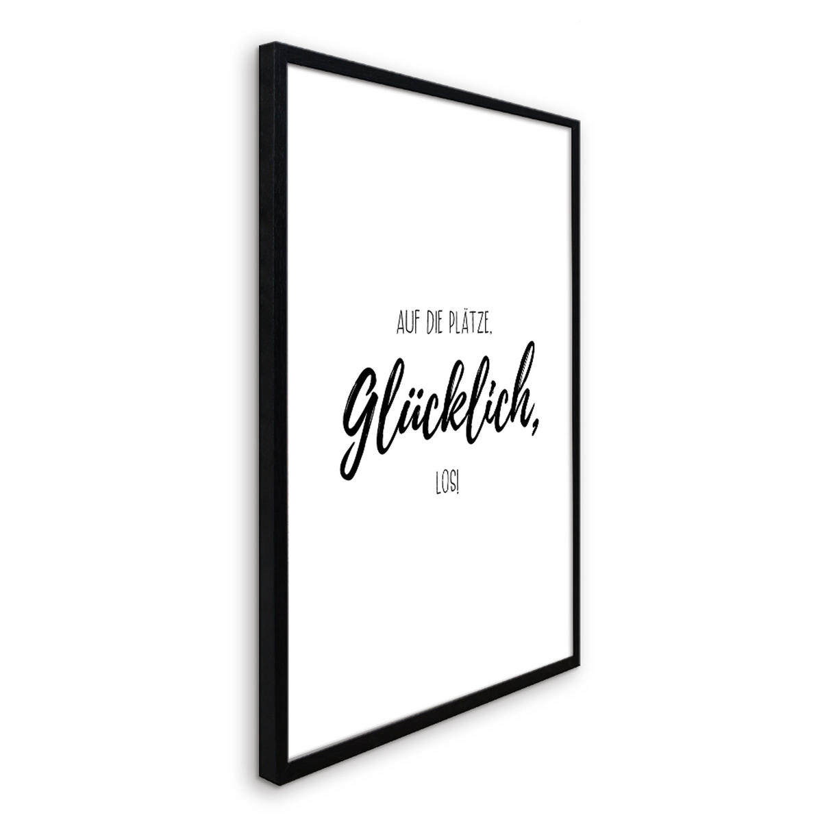 BILD mit Rahmen 51x71 cm Spruch: Glück Motivation - Weiß, Holz (51/71cm) - artissimo