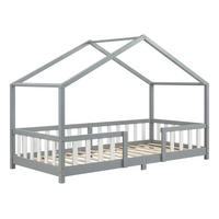 HAUSBETT Treviolo - Hellgrau/Weiß, Holz (90/200cm) - [en.casa]