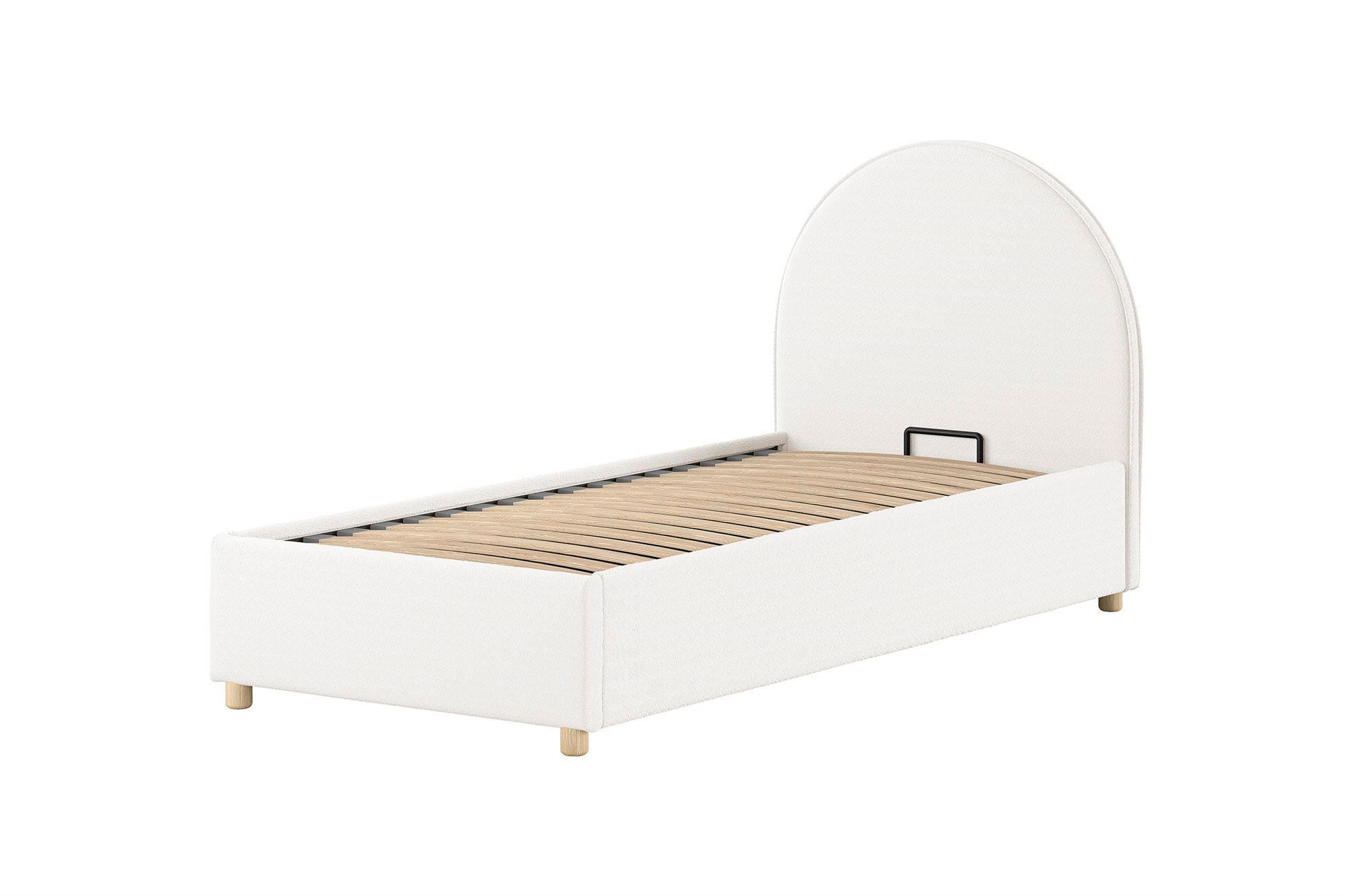 POLSTERBETT Karlotta 90x200 mit Bettkasten Bouclé Stoff weiß - Weiß, Kunststoff (90/200cm) - 58aufmkessel