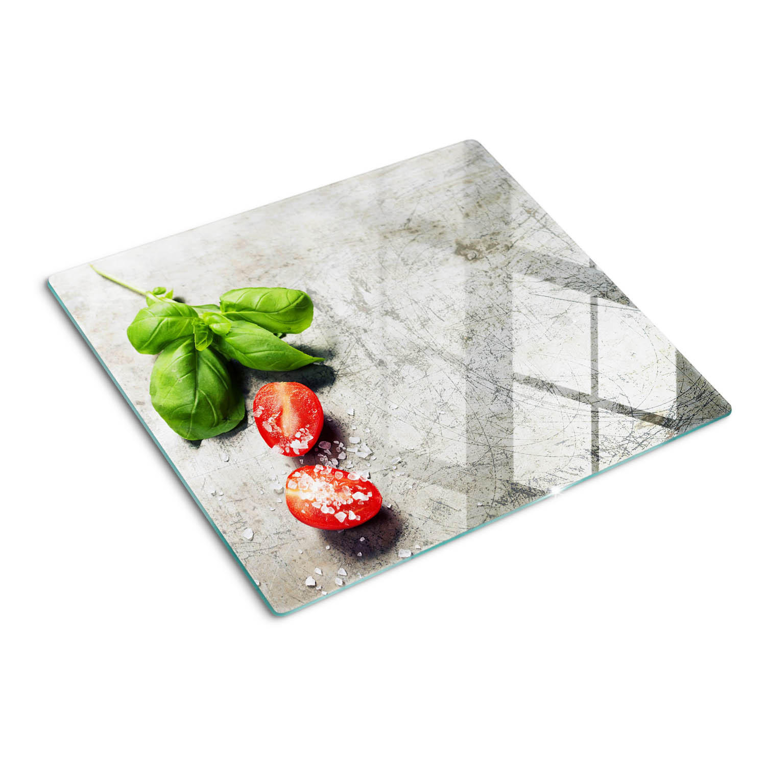 GLASPLATTE 60x52 cm Tomaten Basilikum - Rot, Glas (60/0.4/52cm) - TULUP