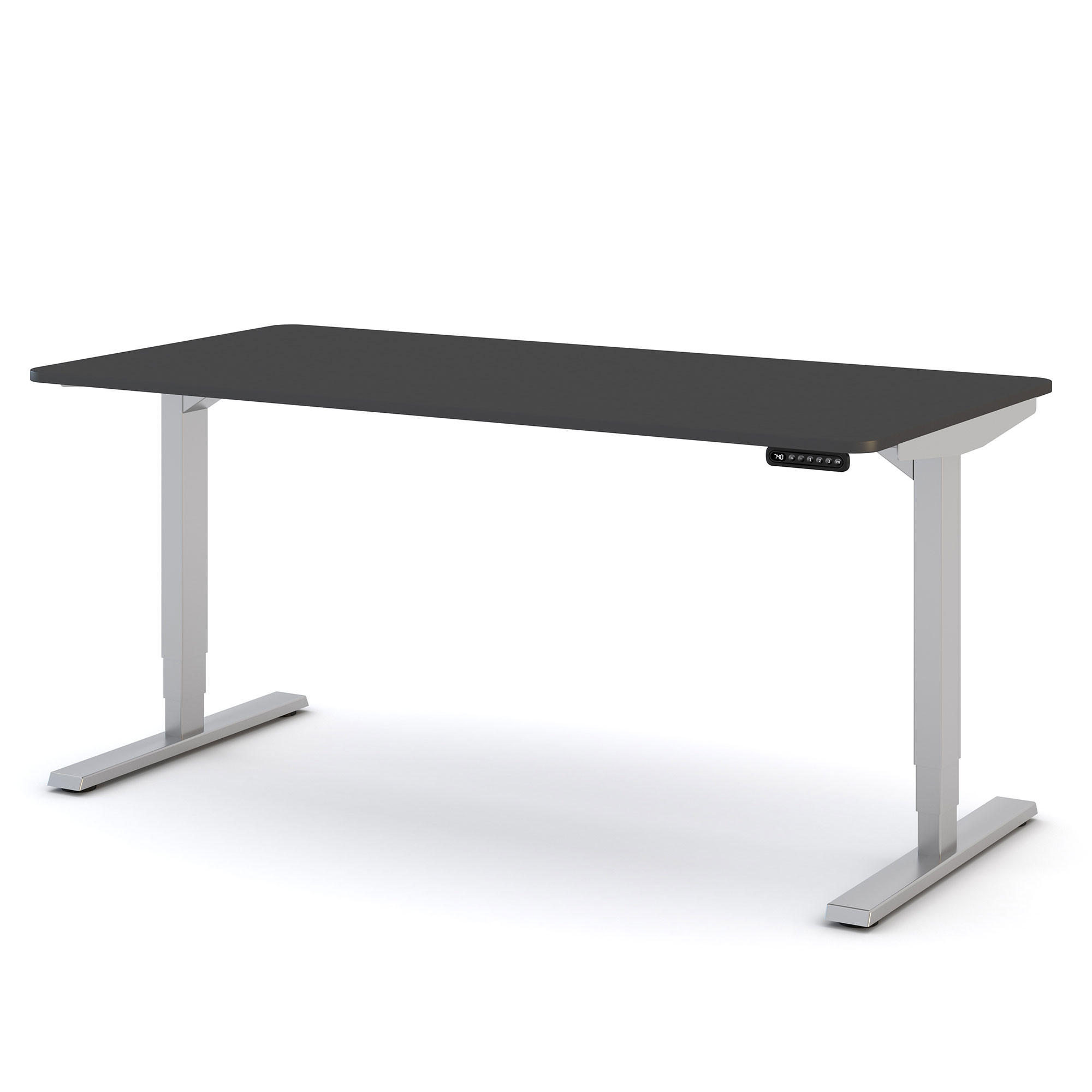 SCHREIBTISCH Elektrisch höhenverstellbarer Schreibtisch Y-Line Curved Anthrazit Weißaluminium 160/80/62-127cm - Weiß Hochglanz/Anthrazit, Holzwerkstoff/Metall (80/160/127cm) - ASSMANN