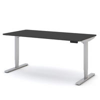 SCHREIBTISCH Elektrisch höhenverstellbarer Schreibtisch Y-Line Curved Anthrazit Weißaluminium 160/80/62-127cm - Weiß Hochglanz/Anthrazit, Holzwerkstoff/Metall (80/160/127cm) - ASSMANN