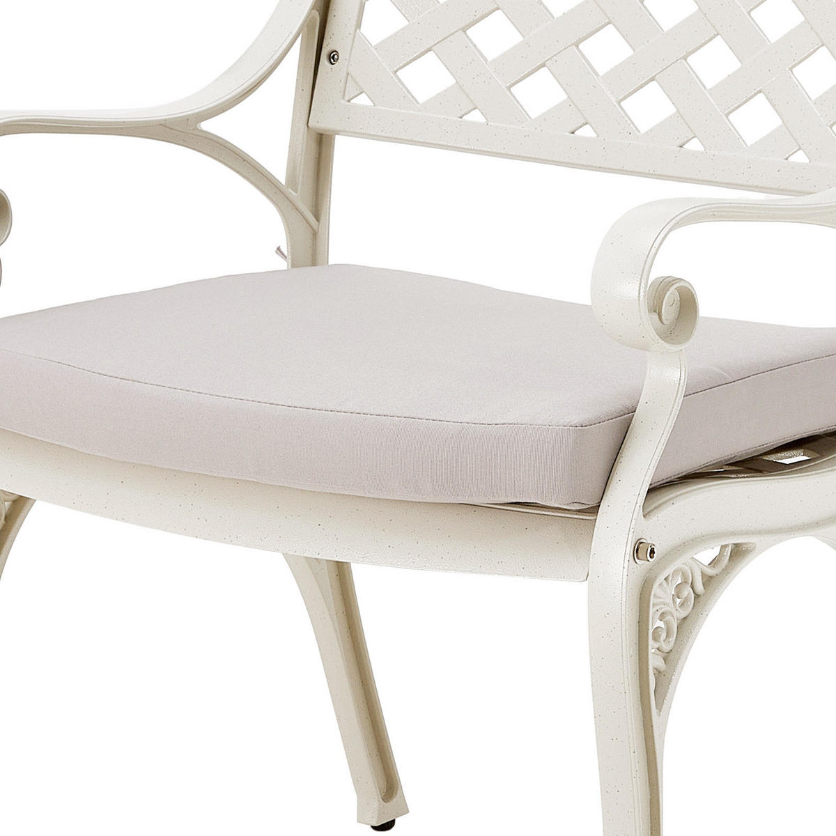 GARTENSTUHL 2er-Set aus Aluguss in Creme Einfache Montage Leicht zu reinigen 56 cm B x 55 cm T x 82,5 cm H - Creme, Metall (56/82.5/55cm) - Livingandhome