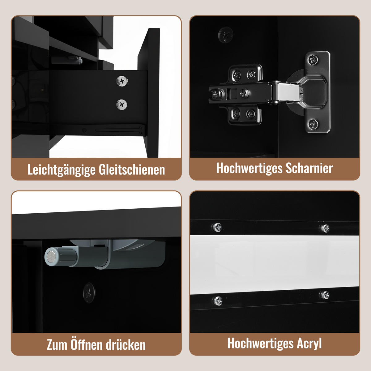 TV-LOWBOARD 160x39x45 cm Schwarz LED 2 Türen 1 Schublade - Schwarz, Holzwerkstoff (39/45/160cm) - FLIEKS