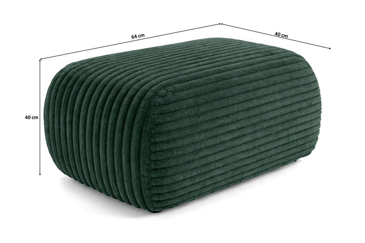 HOCKER Sitzpouf Für Wohnzimmer, Cordstoff Tilia, Grün, BIS - Grün, Holz (64/40/40cm) - Kaiser Möbel