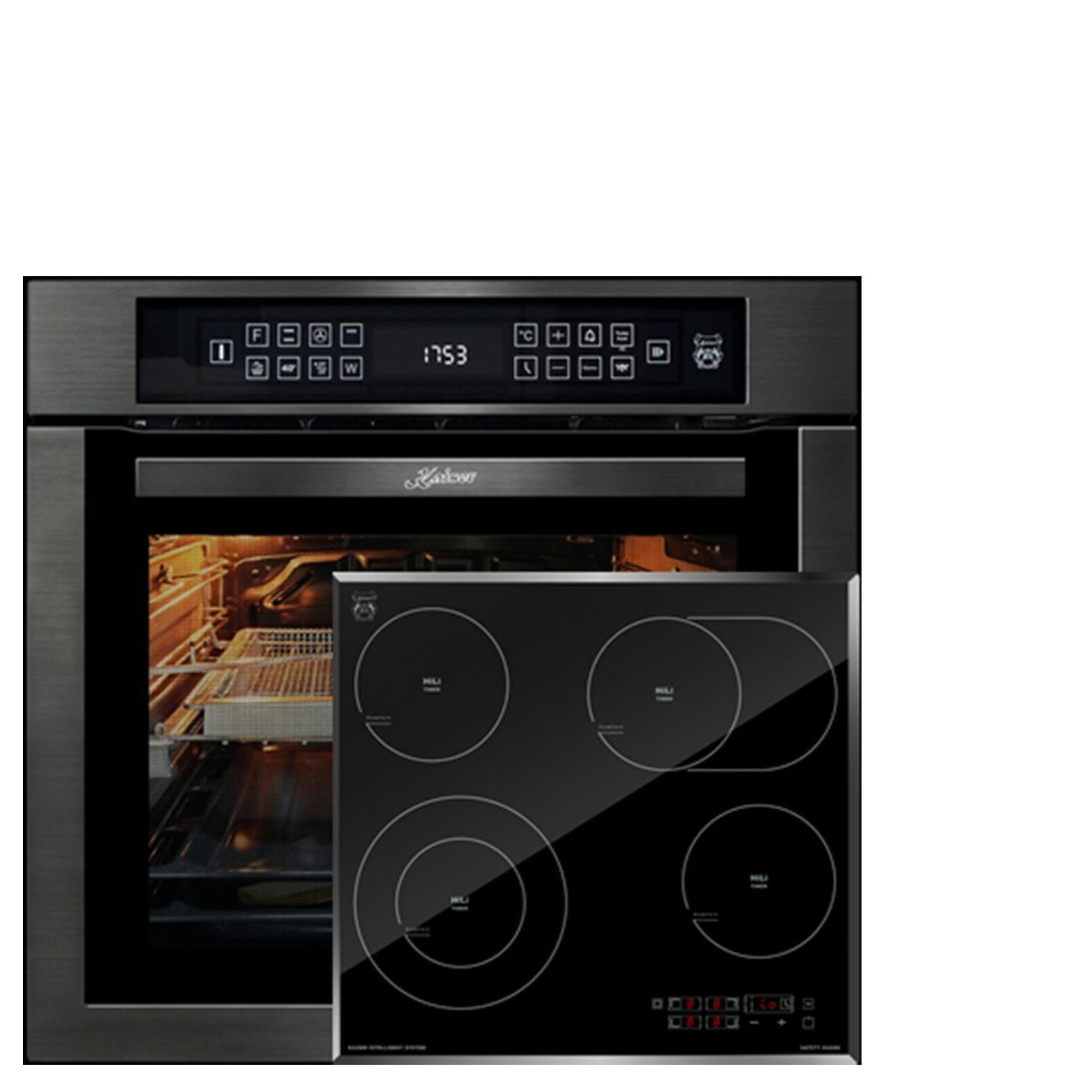 EINBAUBACKOFEN 60 cm EH 6306 N RS+KCT 6115 F Glaskeramik Kochfeld 60cm - Schwarz, Metall (59.4/59.4/57.5cm) - Kaiser Küchengeräte