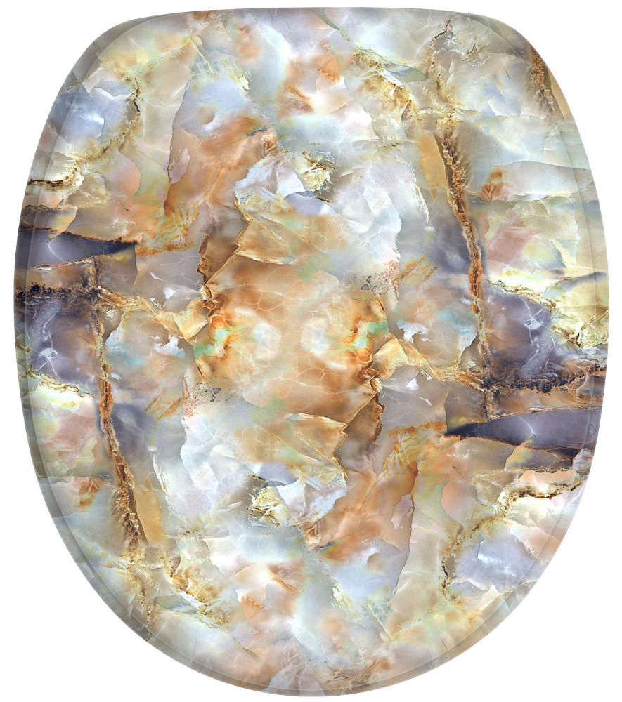 WC-SITZ mit Absenkautomatik Marmor Braun - Braun, Holzwerkstoff (38/6/47cm) - Sanilo