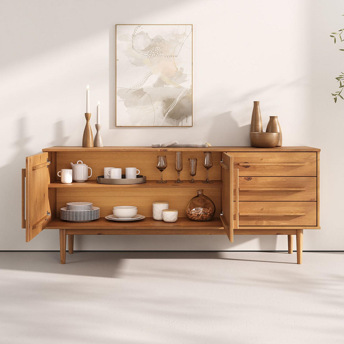 SIDEBOARD TECCA - Eichefarben, Holz (170/71/41cm) - IDIMEX