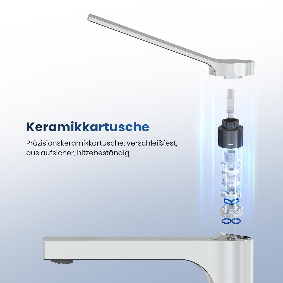WASCHTISCHARMATUR mit Zertifiziertem Filterelement Verchromt Hoher Stil - Chromfarben, Metall (23.3/4.6/33.5cm) - EMKE