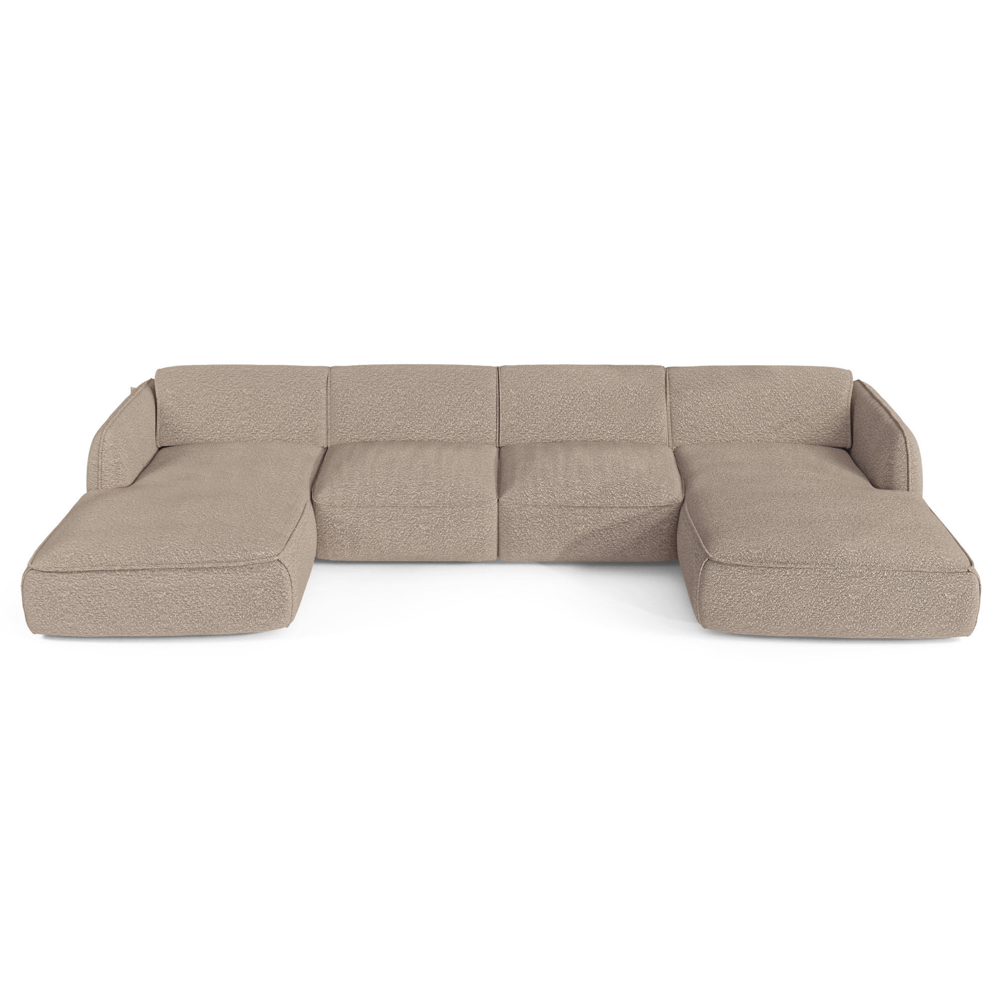 WOHNLANDSCHAFT Bouclé-Stoff Taupe 346cm - Taupe, Textil (346/76/166cm) - Sia Home